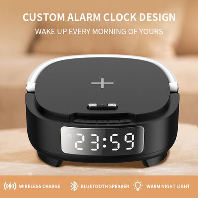 Multifunktionales Wecker Telefon Ladegerät Bluetooth Lautsprecher 15W mit Nachtlicht