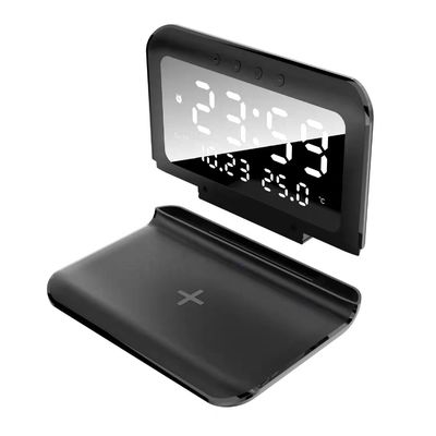 ABS Qi Wireless Charger Clock LED Display Schnellladeteil Alarm Typ
