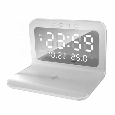 ABS Qi Wireless Charger Clock LED Display Schnellladeteil Alarm Typ