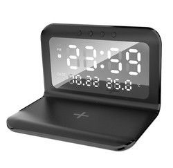 ABS Qi Wireless Charger Clock LED Display Schnellladeteil Alarm Typ