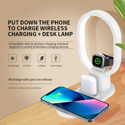 Multifunktionale schnelle Qi-LED-Lampe, 3 in 1 Nachtlampe Wireless-Ladegerät