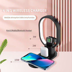Multifunktionale schnelle Qi-LED-Lampe, 3 in 1 Nachtlampe Wireless-Ladegerät
