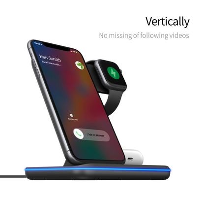 Silikon Qi 3 in 1 drahtloses Ladegerät, tragbares drahtloses Telefon Ladegerät 15w