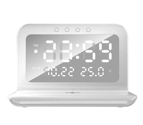 ABS Qi Wireless Charger Clock LED Display Schnellladeteil Alarm Typ