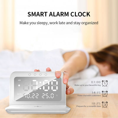 ABS Qi Wireless Charger Clock LED Display Schnellladeteil Alarm Typ