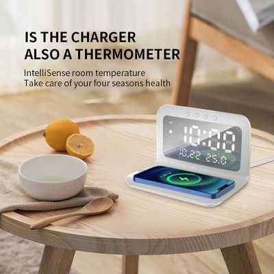 ABS Qi Wireless Charger Clock LED Display Schnellladeteil Alarm Typ