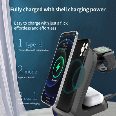 Schwarz 3 in 1 Qi drahtloser Ladestand 9V Mobilfunk