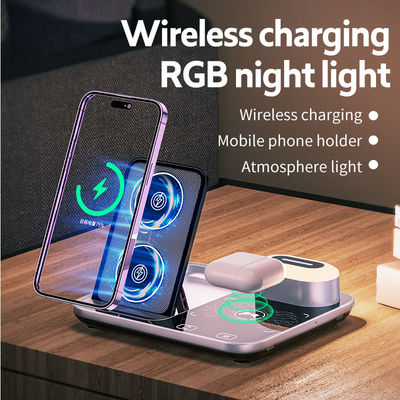 RGB Qi Wireless Charger Dock Base 205KHz Schwarz für die Wohnkultur