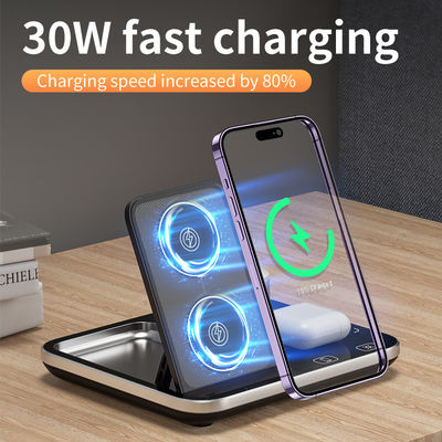 RGB Qi Wireless Charger Dock Base 205KHz Schwarz für die Wohnkultur