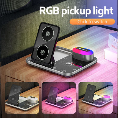 RGB Qi Wireless Charger Dock Base 205KHz Schwarz für die Wohnkultur